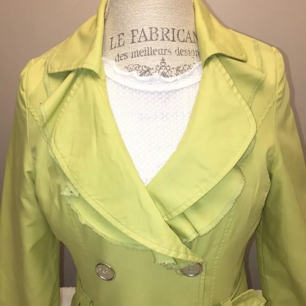 NWOT WOMENS JOUJOU DOUBLE BREASTED VNECK TRENCH COAT SIZE MEDIUM - Picture 3 of 11